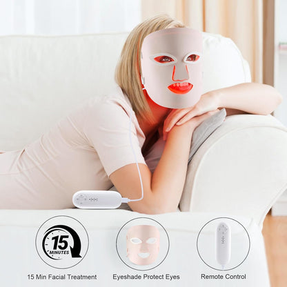 Red Light Therapy Mask, Red Light Therapy for Face, 7 Colors LED Facial Mask for Wrinkle Remove & anti Aging, Skin Care Home Travel Use,Pink (Upgraded Version) | LED Facial Mask for Wrinkle Remove & anti Aging, Skin Care Home Travel Use (Upgraded Version)