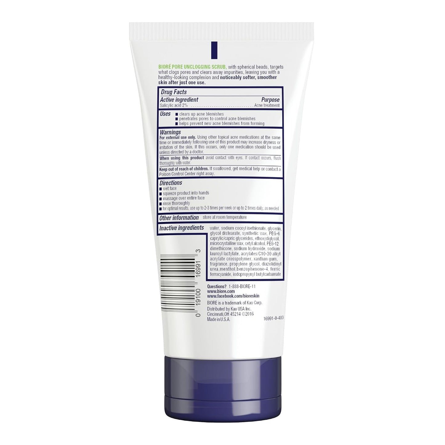 Biore Pore Unclogging Scrub with Salicylic Acid, Oil Free, 5 Oz | Removes Excess Dirt & Oils, Deep Exfoliation, Clears Congestion, Smooth Texture, Fresh Clean Finish