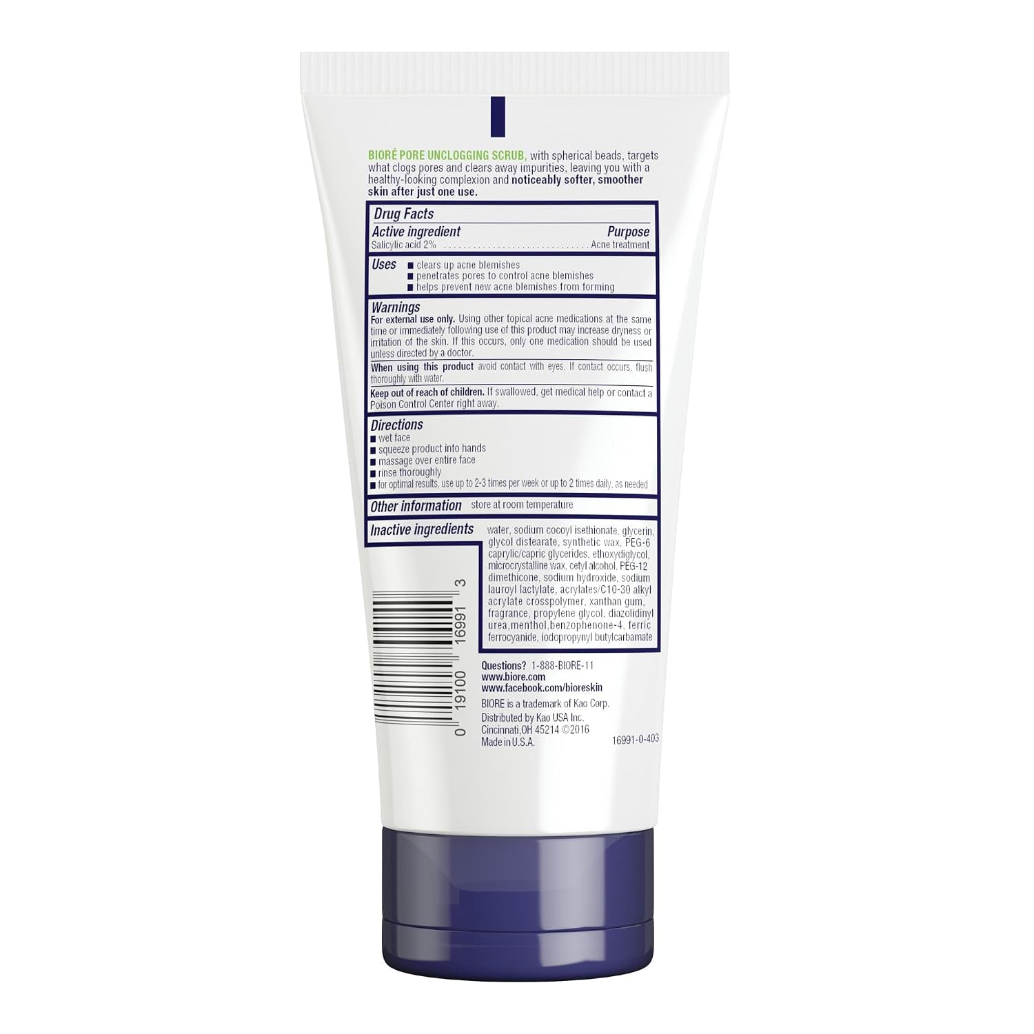 Biore Pore Unclogging Scrub with Salicylic Acid, Oil Free, 5 Oz | Removes Excess Dirt & Oils, Deep Exfoliation, Clears Congestion, Smooth Texture, Fresh Clean Finish