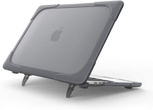 Cover Fold Kickstand for Macbook Air 13-In 2020 2019 2018 -Grey | Heavy Duty Protective Slim Hard Shell Case with for Macbook Air 13-In M1 Intel Retina with Touch ID, A2337 A2179 A1932