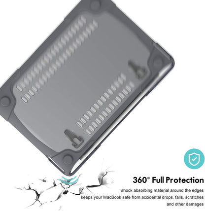 Cover Fold Kickstand for Macbook Air 13-In 2020 2019 2018 -Grey | Heavy Duty Protective Slim Hard Shell Case with for Macbook Air 13-In M1 Intel Retina with Touch ID, A2337 A2179 A1932