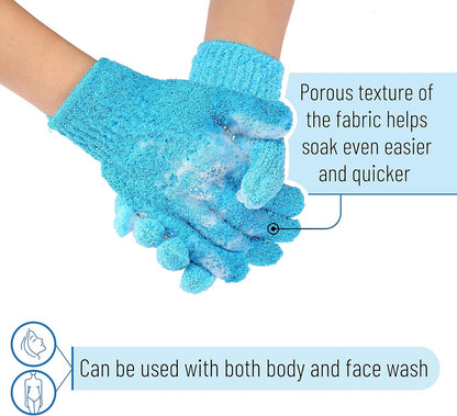 Slick- Exfoliating Gloves, 4 Pcs, Skin Exfoliator for Body, Bath / Scrub Gloves, Shower Accessories for Women, Exfoliation Mitt