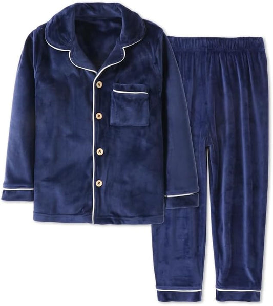 Kids' Clothing Set, Coral Fleece Clothing, Button down Winter Warm Long Sleeve Clothing, Boys Girls 3-12 Years