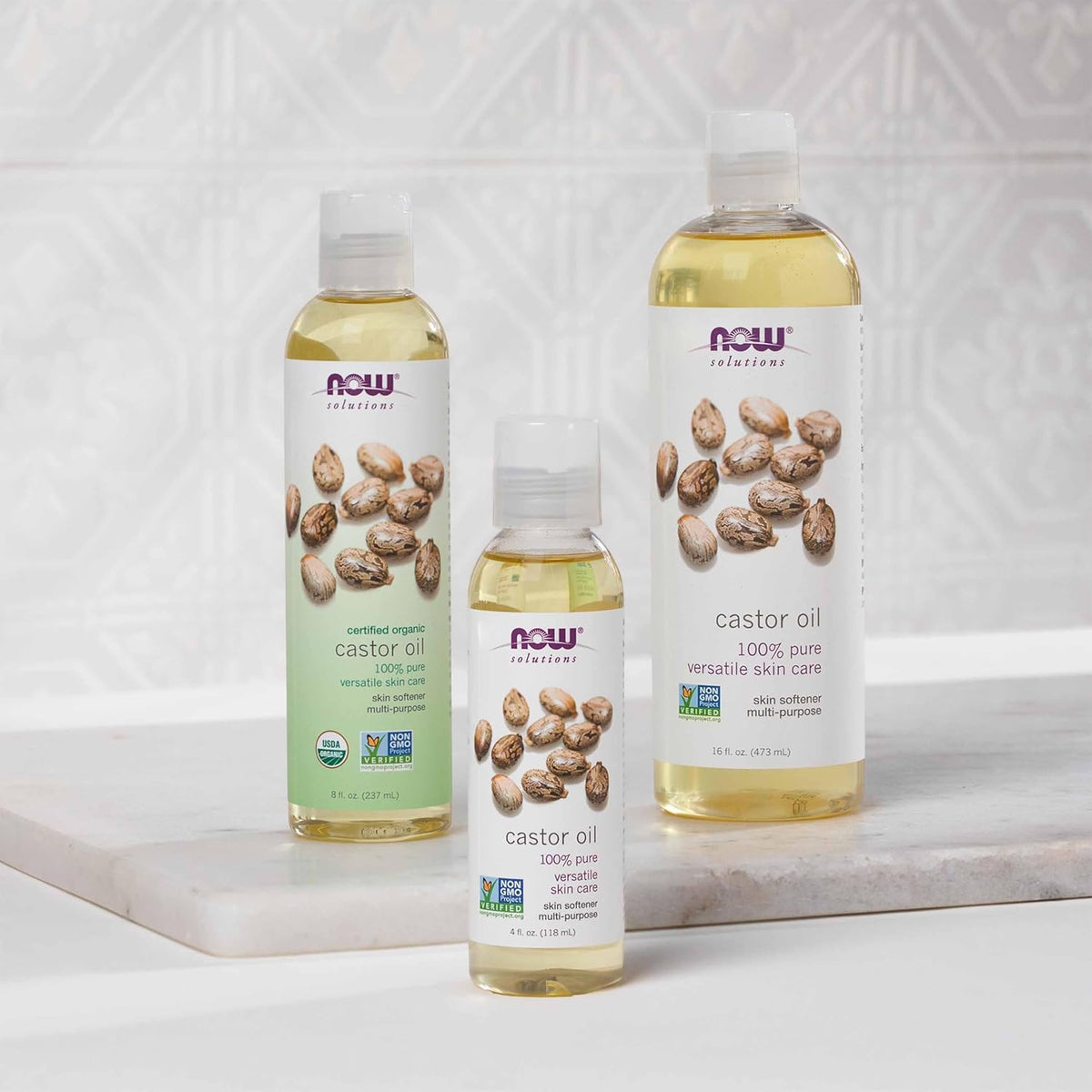 Solutions, Castor Oil, 100% Pure Versatile Skin Care, Multi-Purpose Skin Softener, 16-Ounce