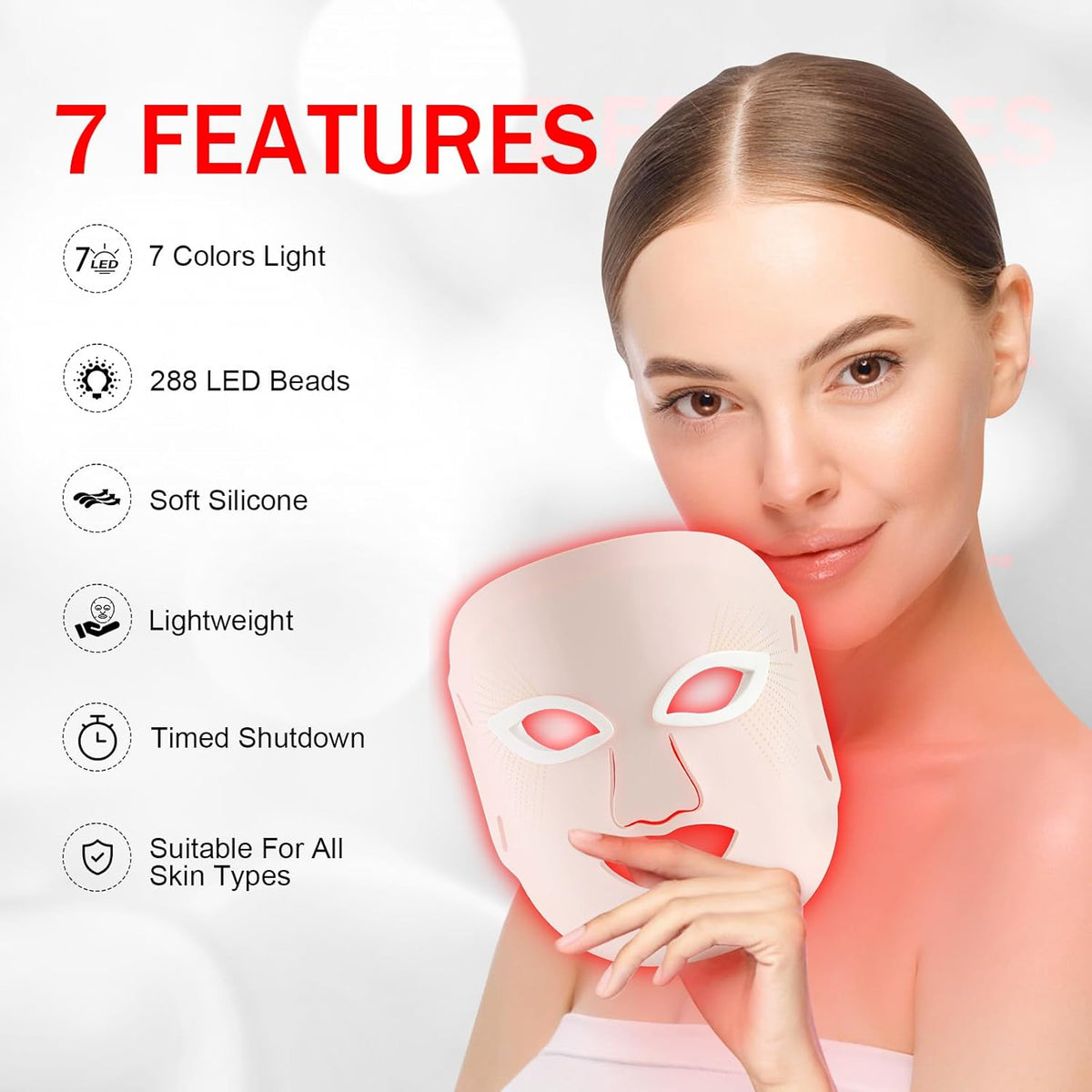 Red Light Therapy Mask, Red Light Therapy for Face, 7 Colors LED Facial Mask for Wrinkle Remove & anti Aging, Skin Care Home Travel Use,Pink (Upgraded Version) | LED Facial Mask for Wrinkle Remove & anti Aging, Skin Care Home Travel Use (Upgraded Version)