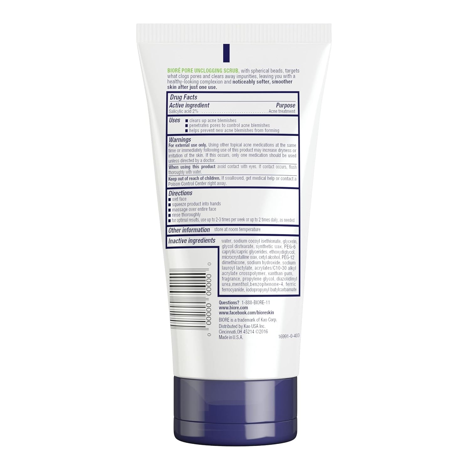 Biore Pore Unclogging Scrub with Salicylic Acid, Oil Free, 5 Oz | Removes Excess Dirt & Oils, Deep Exfoliation, Clears Congestion, Smooth Texture, Fresh Clean Finish