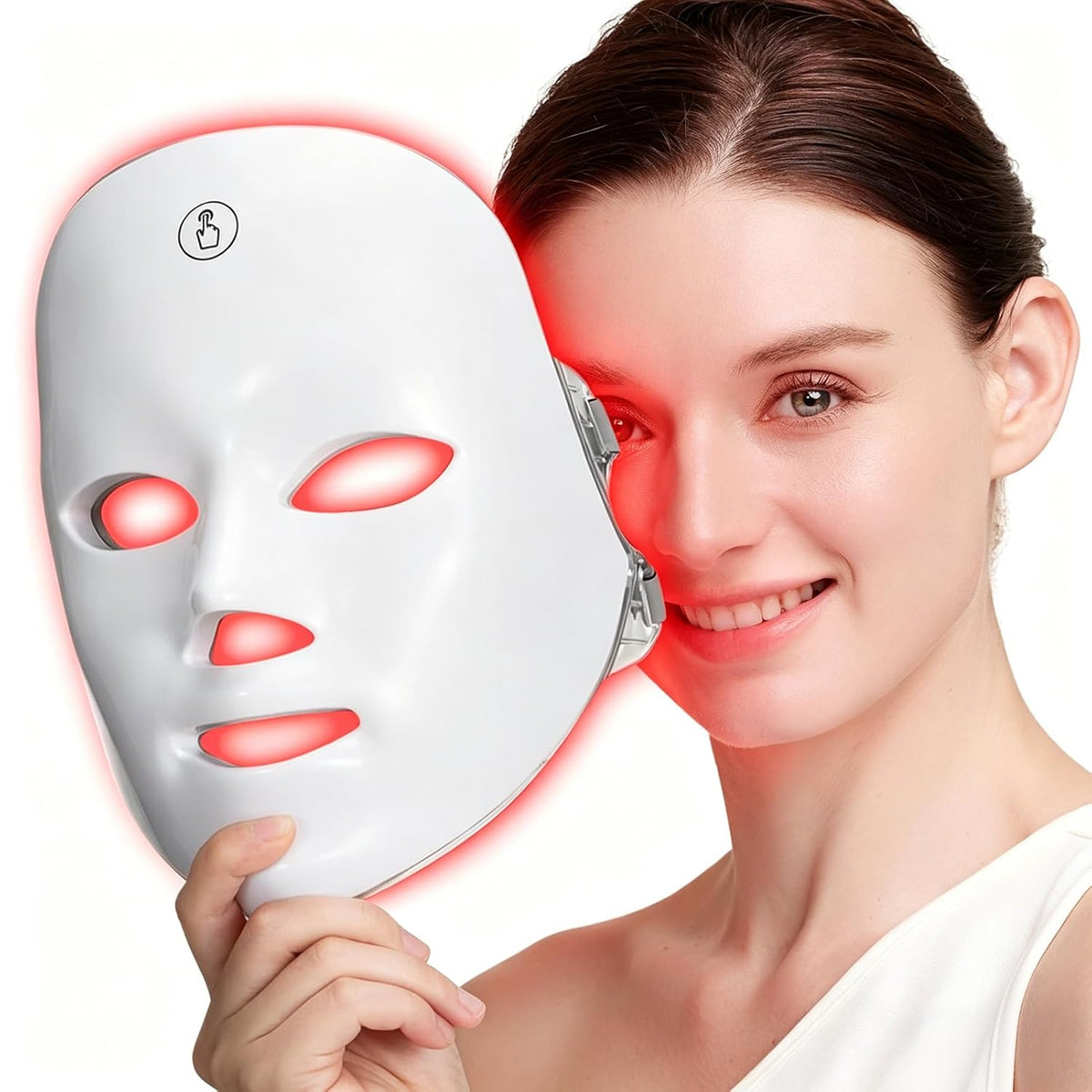 Red Light Therapy for Face, LED Face Mask Light Therapy 7 Colors, Cordless Red Light Therapy Mask with Timing Function, Rechargeable LED Facial Skin Care Mask for Home & Travel Use